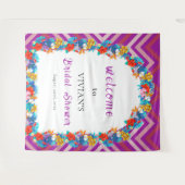 Retro Line Magenta Tropical Vrijgezellenfeest Welk Wandkleed (Voorkant (horizontaal))