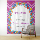 Retro Line Magenta Tropical Vrijgezellenfeest Welk Wandkleed (In situ)