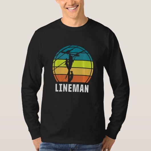 Retro Lineman  Linewerker Elektrische Inrichting T-shirt (Voorkant)