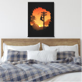 Retro Lineman Zonsondergang Vader Elektrische Kabe Canvas Afdruk (Insitu (Slaapkamer))
