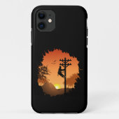 Retro Lineman Zonsondergang Vader Elektrische Kabe Case-Mate iPhone Case (Achterkant)