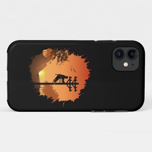 Retro Lineman Zonsondergang Vader Elektrische Kabe Case-Mate iPhone Case (Achterkant (horizontaal))