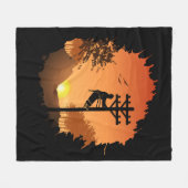 Retro Lineman Zonsondergang Vader Elektrische Kabe Fleece Deken (Voorkant (Horizontaal))