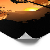 Retro Lineman Zonsondergang Vader Elektrische Kabe Poster (Hoek)