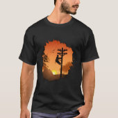 Retro Lineman Zonsondergang Vader Mannen Elektrisc T-shirt (Voorkant)
