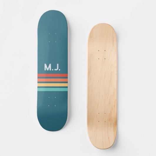 Retro Lines '70s '80s en Monogram Skateboard (Voorkant)