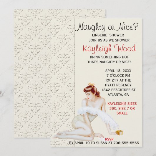 Retro Lingerie Shower-uitnodiging Kaart (Voorkant / Achterkant)