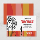 Retro Lion Girl BABY SHOWER Safari Kaart (Voorkant / Achterkant)