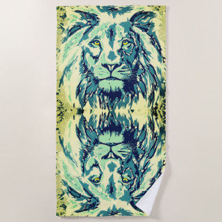 Retro Lion Head -  Lion Face Beach Towel Strandlaken