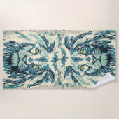Retro Lion Head -  Lion Face Beach Towel Strandlaken (Voorkant)