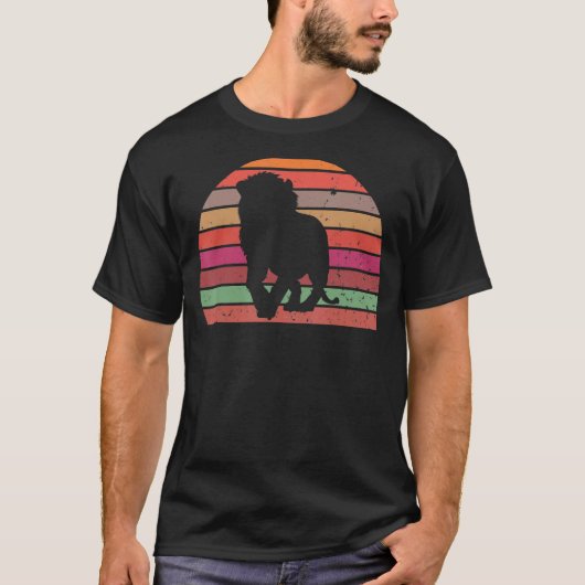 Retro Lion  Leeuw Silhouet Safari Dier T-shirt (Voorkant)
