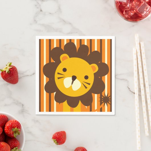 Retro Lion op strepen Papieren servetten (Insitu)