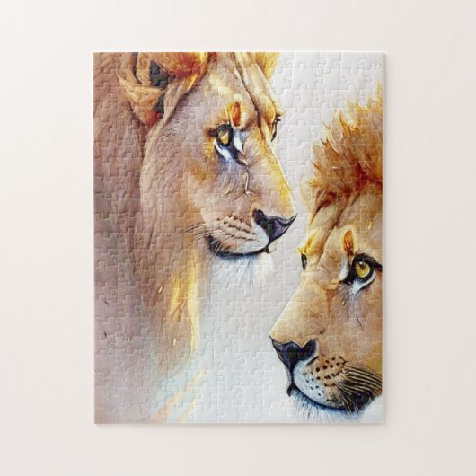 Retro Lion-Prints - Klassieke Wilde Muur Kunst Legpuzzel (Verticaal)