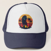Retro Lion Sunset Wildlife Graphic Trucker Pet (Voorkant)