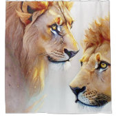 Retro Lions Art - Klassieke Wildlife Wall Art Douchegordijn (Voorkant)
