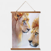 Retro Lions Art - Klassieke Wildlife Wall Art Hangend Wandkleed (Voorkant)