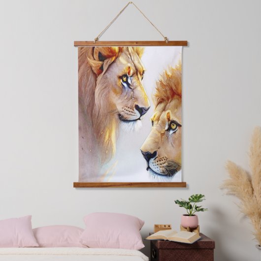 Retro Lions Art - Klassieke Wildlife Wall Art Hangend Wandkleed (Slaapkamer)