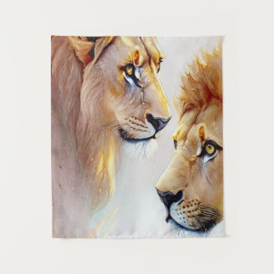 Retro Lions Art - Klassieke Wildlife Wall Art Wandkleed