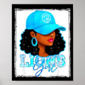 Retro Lions Girl Messy Bun Matching Srts Team Outf Poster (Voorkant)