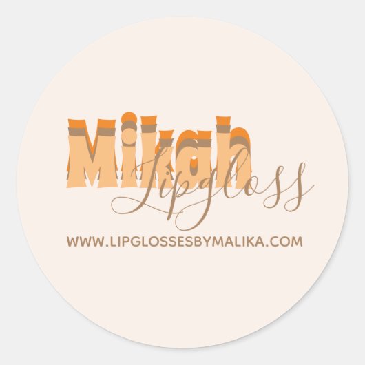 Retro Lipgloss Business Owner Name Sticker (Voorkant)