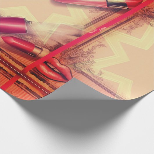 Retro-lippenstift Cadeaupapier (Hoek)