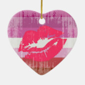 Retro Lippenstift Lesbische Trots Keramisch Ornament (Achterkant)