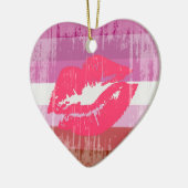 Retro Lippenstift Lesbische Trots Keramisch Ornament (Links)