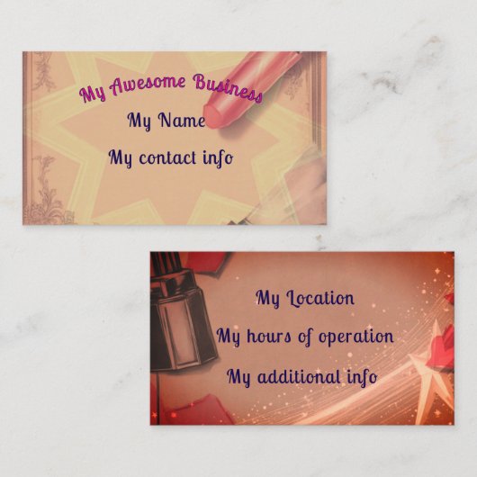 Retro-lippenstift Visitekaartje (Voorkant / Achterkant)