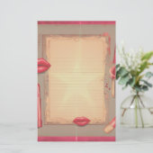 Retro lipstick briefpapier (Staand voorkant)