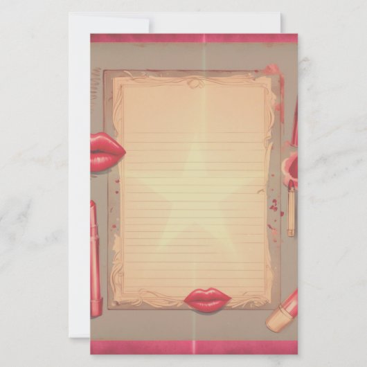 Retro lipstick briefpapier (Voorkant)