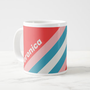 Retro Lipstick Strepen met Naam Grote Koffiekop