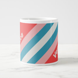 Retro Lipstick Strepen met Naam Grote Koffiekop
