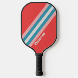 Retro Lipstick Strepen met Naam Pickleball Paddle