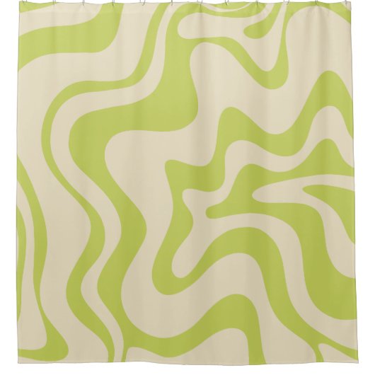 Retro Liquid Swirl Abstract Licht Limoen Beige Douchegordijn (Voorkant)