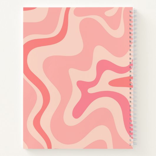 Retro Liquid Swirl Abstract Patroon Blush Roze Notitieboek (Achterkant)