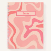 Retro Liquid Swirl Abstract Patroon Blush Roze Notitieboek (Voorkant)