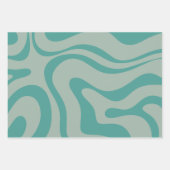 Retro Liquid Swirl Abstract Patroon Gedempt Blauwg Inpakpapier Vel (Voorkant 2)