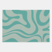 Retro Liquid Swirl Abstract Patroon Gedempt Blauwg Inpakpapier Vel (Voorkant)