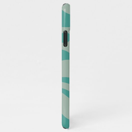 Retro Liquid Swirl Abstract Patroon Gedempt Blauwg iPhone Hoesje (Rechterkant)