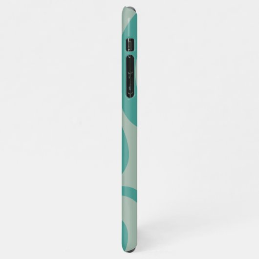 Retro Liquid Swirl Abstract Patroon Gedempt Blauwg iPhone Hoesje (Linkerkant)