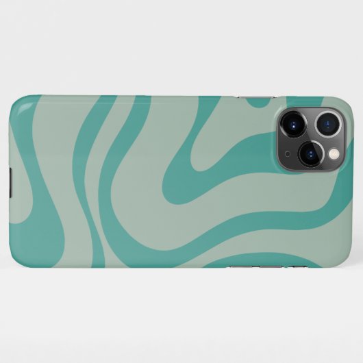 Retro Liquid Swirl Abstract Patroon Gedempt Blauwg iPhone Hoesje (Achterkant horizontaal)