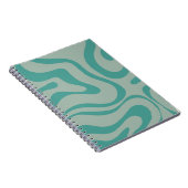 Retro Liquid Swirl Abstract Patroon Gedempt Blauwg Notitieboek (Rechterzijde)