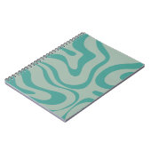 Retro Liquid Swirl Abstract Patroon Gedempt Blauwg Notitieboek (Linkerzijde)