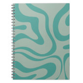 Retro Liquid Swirl Abstract Patroon Gedempt Blauwg Notitieboek (Voorkant)