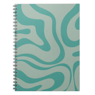Retro Liquid Swirl Abstract Patroon Gedempt Blauwg Notitieboek