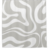 Retro Liquid Swirl Abstract Patroon Grijs Wit Douchegordijn (Voorkant)