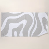 Retro Liquid Swirl Abstract Patroon Grijs Wit Strandlaken (Voorkant)