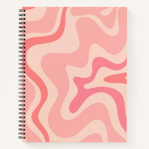 Retro Liquid Swirl Abstract Patroon in Blush Pink Notitieboek