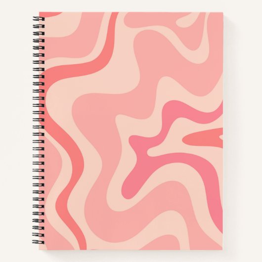 Retro Liquid Swirl Abstract Patroon in Blush Pink Notitieboek (Voorkant)