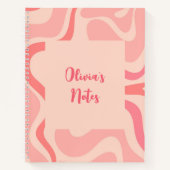 Retro Liquid Swirl Abstract Patroon in Blush Pink Notitieboek (Voorkant)